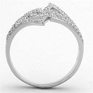 TS152 - Rhodium 925 Sterling Silver Ring with AAA Grade CZ  in Clear