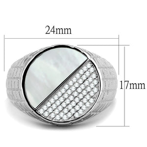 TS233 - Rhodium 925 Sterling Silver Ring with Precious Stone Conch in Aurora Borealis (Rainbow Effect)