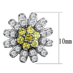 TS286 Rhodium 925 Sterling Silver Earrings with AAA Grade CZ in Topaz