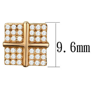 TS322 Rose Gold 925 Sterling Silver Earrings with AAA Grade CZ in Clear