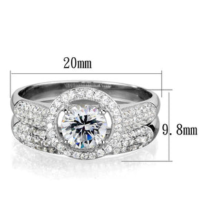 TS331 Rhodium 925 Sterling Silver Ring with AAA Grade CZ in Clear