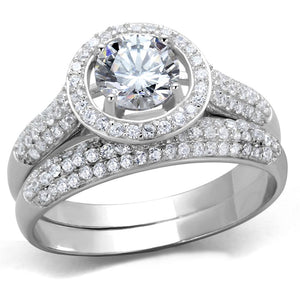 TS331 Rhodium 925 Sterling Silver Ring with AAA Grade CZ in Clear