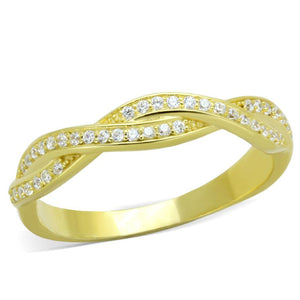 TS341 - Gold 925 Sterling Silver Ring with AAA Grade CZ  in Clear