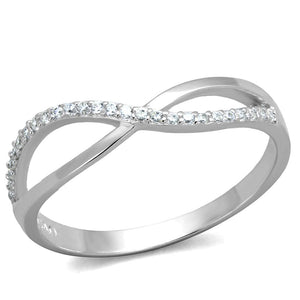TS355 - Rhodium 925 Sterling Silver Ring with AAA Grade CZ  in Clear