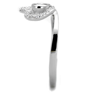 TS422 - Rhodium 925 Sterling Silver Ring with AAA Grade CZ  in Clear
