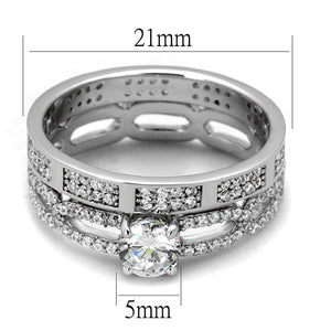 TS499 - Rhodium 925 Sterling Silver Ring with AAA Grade CZ  in Clear
