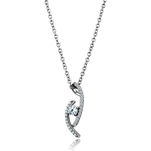 TS515 Rhodium 925 Sterling Silver Necklace with AAA Grade CZ in Clear