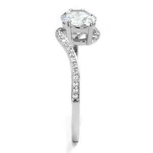 TS536 - Rhodium 925 Sterling Silver Ring with AAA Grade CZ  in Clear