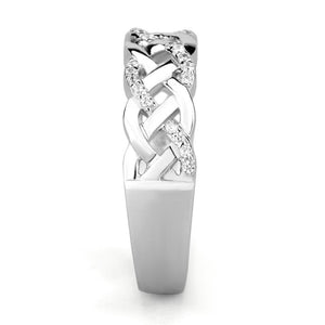 TS566 - Rhodium 925 Sterling Silver Ring with AAA Grade CZ  in Clear