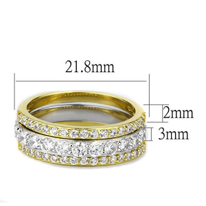TS568 - Gold+Rhodium 925 Sterling Silver Ring with AAA Grade CZ  in Clear