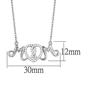 TS571 Rhodium 925 Sterling Silver Necklace with AAA Grade CZ in Clear