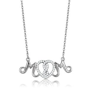 TS571 Rhodium 925 Sterling Silver Necklace with AAA Grade CZ in Clear