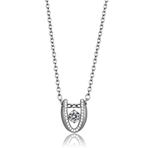 TS572 Rhodium 925 Sterling Silver Necklace with AAA Grade CZ in Clear