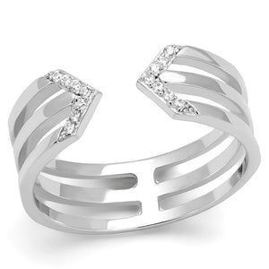 TS574 - Rhodium 925 Sterling Silver Ring with AAA Grade CZ  in Clear