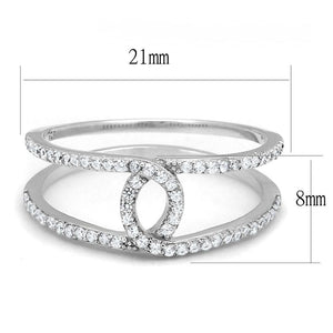 TS575 - Rhodium 925 Sterling Silver Ring with AAA Grade CZ  in Clear