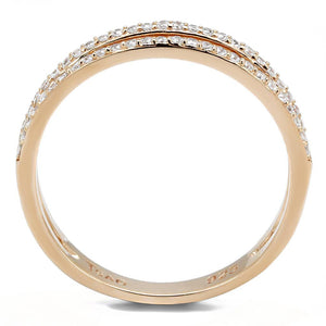 TS588 - Rose Gold 925 Sterling Silver Ring with AAA Grade CZ  in Clear