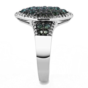 TS614 - Rhodium + Ruthenium 925 Sterling Silver Ring with Synthetic Synthetic Glass in Blue Zircon