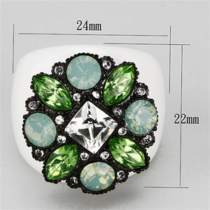 VL105 IP Black(Ion Plating) Brass Ring with Top Grade Crystal in Clear