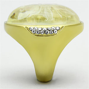 VL108 - IP Gold(Ion Plating) Stainless Steel Ring with Synthetic Synthetic Stone in Clear
