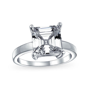3CT Asscher Cut AAA CZ Solitaire Engagement Ring 925 Sterling Silver - Joyeria Lady