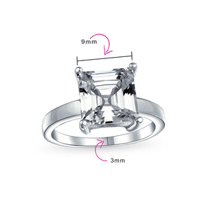3CT Asscher Cut AAA CZ Solitaire Engagement Ring 925 Sterling Silver