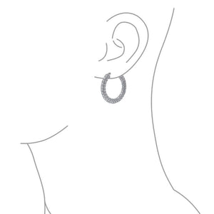 Bridal Pave CZ Encrusted Prom Statement Hoop Earring Silver Plated
