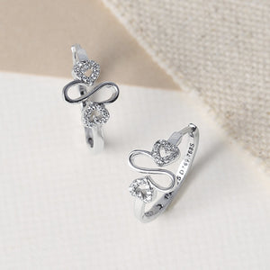 Ayllu Symbol Heart Infinity Clover Pave CZ Silver Hoop Earrings