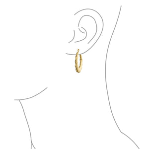 Light Weight Big Bamboo Hoop Earrings Gold Plated 3 Sizes