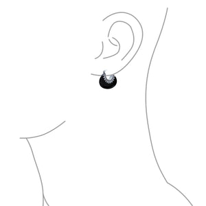 Boho Gemstone Crescent Hoop Earrings Caviar Bead 925 Sterling Silver