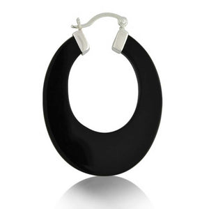 Turquoise Gemstone Round Flat Hoop Earrings Sterling Silver 1 Dia