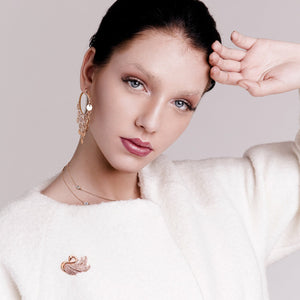 Sequin Coin Chandelier Hoop Earrings Rose Gold Tone Stainless Steel