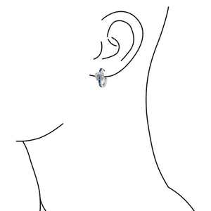 Belt Buckle Blue CZ Hoop Earrings Channel Set Sterling Silver