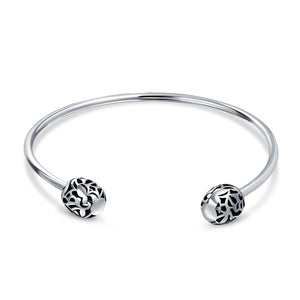 Love Screw Starter Charm Cuff Beads Bangle Bracelet Sterling Silver - Joyeria Lady