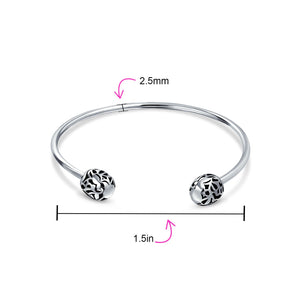 Love Screw Starter Charm Cuff Beads Bangle Bracelet Sterling Silver