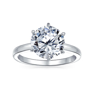 3CT Solitaire CZ Engagement Ring Sterling Silver Rose Gold Plated