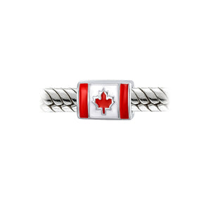 Travel Canada Flag Maple Leaf Traveler Bead Charm 925 Sterling Silver