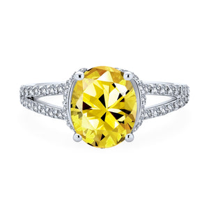 3 CT Oval AAA CZ Engagement Ring Split Pave Shank Band Sterling Silver