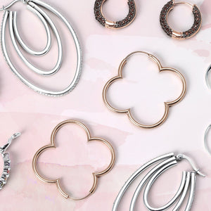 Clover Endless Hoop Earrings Rose Gold Plated 925 Sterling Silver