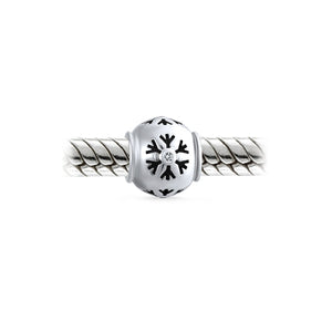 Christmas Snowflake Silver Crystal Charm Bead 925 Sterling Silver