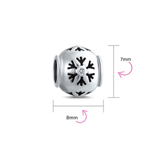 Christmas Snowflake Silver Crystal Charm Bead 925 Sterling Silver
