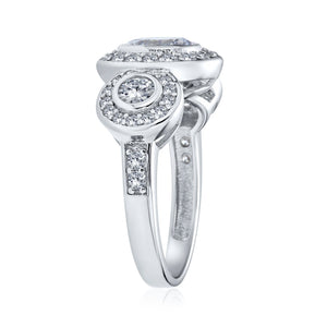 Art Deco 925 Sterling Silver AAA CZ Halo Circlet Engagement Ring
