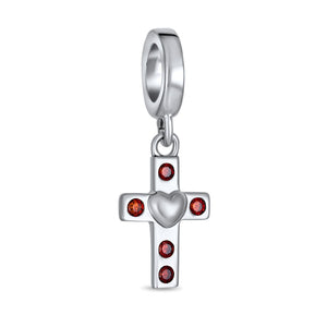 Religious Cross Dangle Charm Bead Communion 925 Sterling Silver