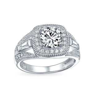 2CT Cushion Cut Solitaire 925 Sterling Silver Halo CZ Engagement Ring - Joyeria Lady