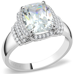 DA024 High polished (no plating) Stainless Steel Ring with Cubic in Clear