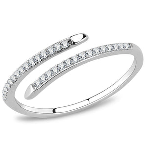 DA044 - High polished (no plating) Stainless Steel Ring with AAA Grade CZ  in Clear - Joyeria Lady