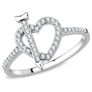 DA052 - High polished (no plating) Stainless Steel Ring with AAA Grade CZ  in Clear - Joyeria Lady