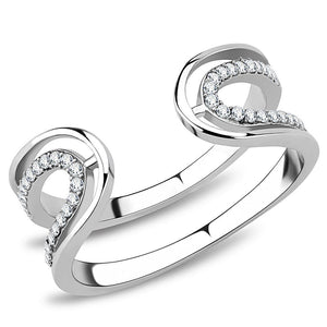 DA056 - High polished (no plating) Stainless Steel Ring with AAA Grade CZ  in Clear - Joyeria Lady