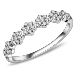 DA102 - High polished (no plating) Stainless Steel Ring with AAA Grade CZ  in Clear - Joyeria Lady