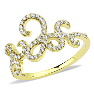 DA170 - IP Gold(Ion Plating) Stainless Steel Ring with AAA Grade CZ  in Clear - Joyeria Lady