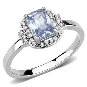 DA246 - High polished (no plating) Stainless Steel Ring with AAA Grade CZ  in Light Amethyst - Joyeria Lady